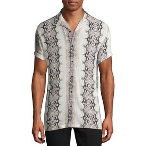 Snake Skin Pattern Short Sleeve Button Up